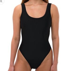 93 Playstreet PIPER Black 80s Cut High Leg One Piece Swimsuit